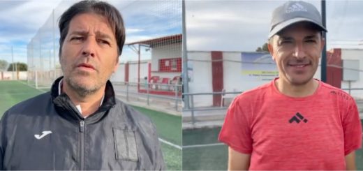 Javier Tarongi, entrenador del Ajax de Juslibol; y Román Panadero, técnico del Altorricón